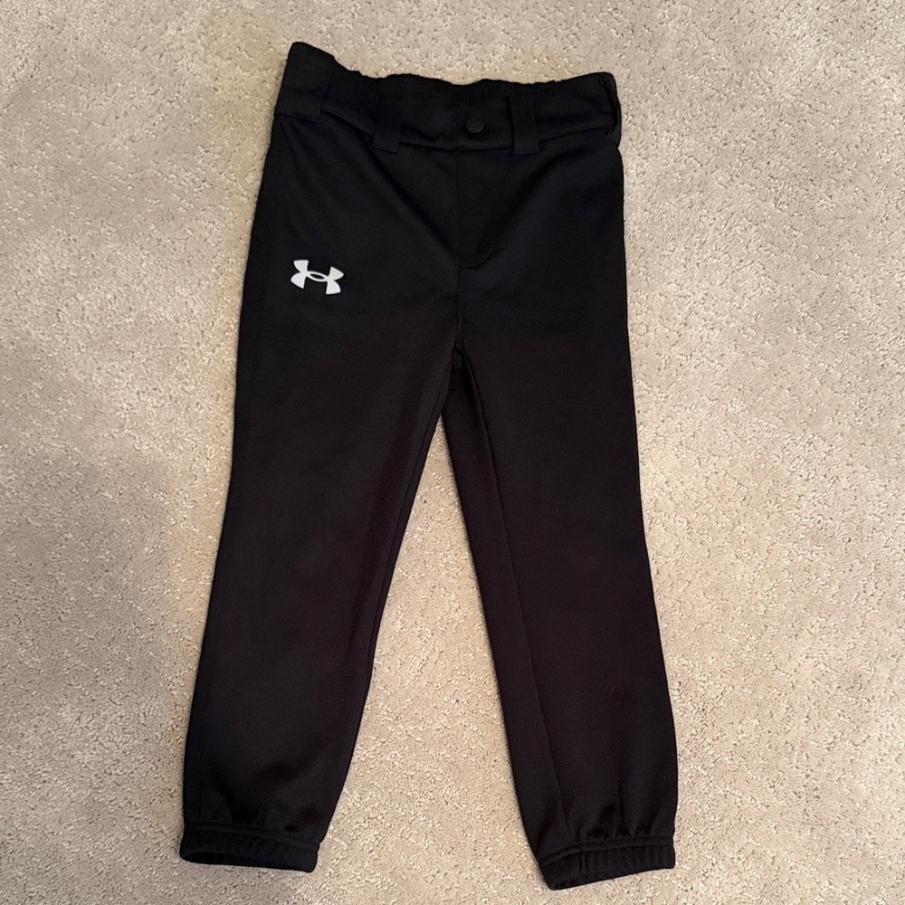 Under Armour Kids Black Baseball Pants with White Logo